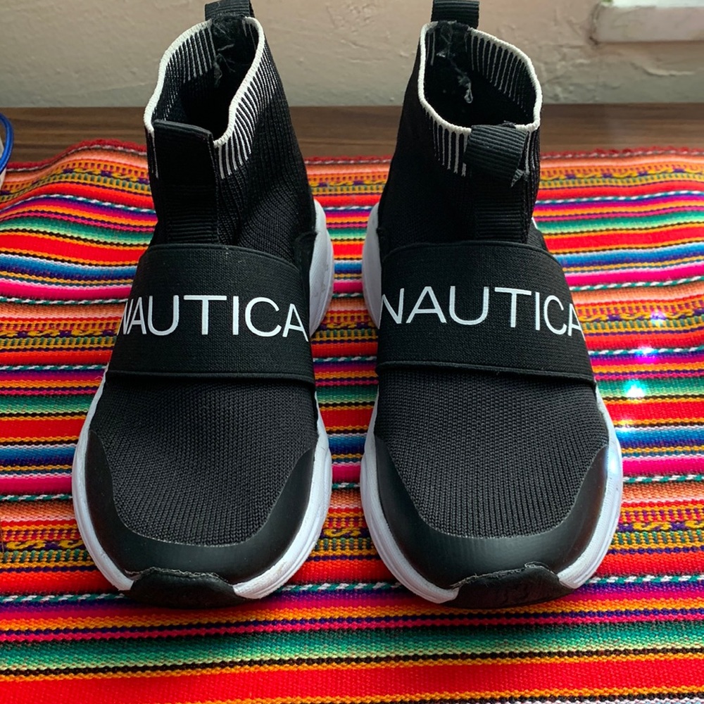 Nautica Unisex Toddler Sock Boot Sneaker , in Black and White